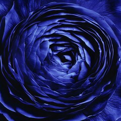 Fototapeta premium Closeup Vibrant Blue Ranunculus Flower Petals Macro Photography