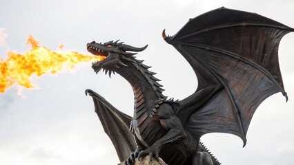 dragon in the sky isolated white background