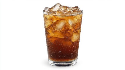 Refreshing Glass of Iced Soda with Ice Cubes