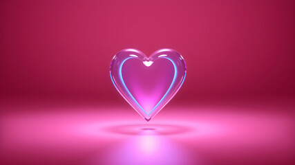 Clipart 3D Love Heart Translucent. Generative AI