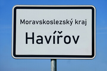Ortsschild Moravskoslezský kraj Havířov