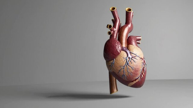 3d human heart model , hyperrealistic photo, anatomically correct heartproduct photography, banner style with copy space