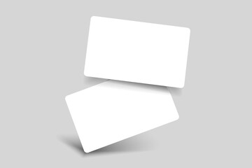 Business card mockup for your design template. Blank empty credit card mockup. Blank white gift card paper placeholder mockup