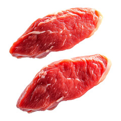 A pieces of fresh Chicken breast cut, isolated on white background, showcasing culinary concept.