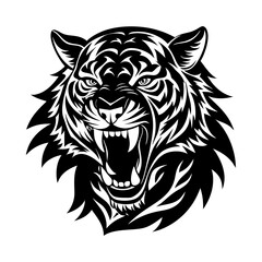 Tiger silhouette  Roaring Vector Illustration