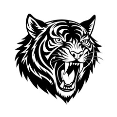 Tiger silhouette  Roaring Vector Illustration