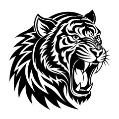 Tiger silhouette  Roaring Vector Illustration
