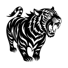 Tiger silhouette  Roaring Vector Illustration