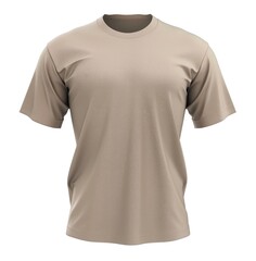 Naklejka premium Plain beige t-shirt mockup, front view, isolated on white, high-quality image for commercial use