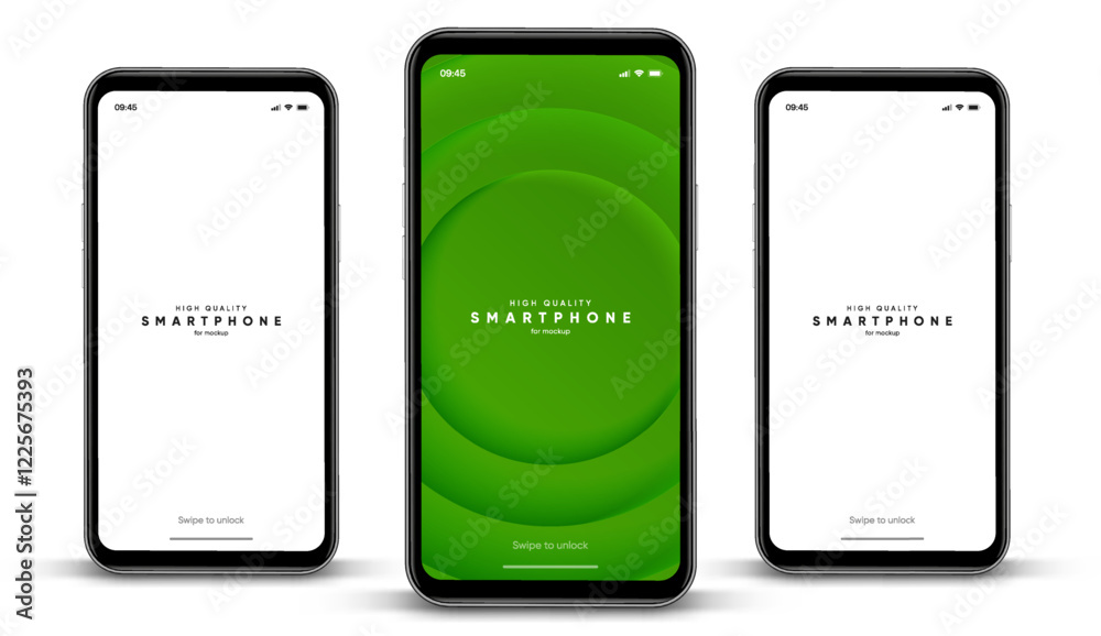 Aufkleber Realistic smartphone mockup. Mobile phone vector with isolated on white background. Device front view. 3D mobile phone with shadow. Realistic, high quality smart phone mockup for ui ux presentation.