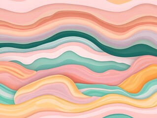 Fototapeta premium Abstract Pastel Wave Background: Colorful Layered Wavy Design