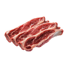 Obraz premium Fresh rack of Lamb, isolated on white background, showcasing culinary concept.