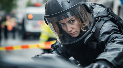 Female Bomb Disposal Specialist in Action