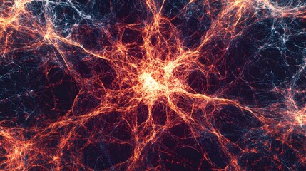 Neurons, Nerve Cells, Neural Networks, Human Cells, Abstract Image, Texture, Pattern Background, Wallpaper, Cover and Screen of Smartphone, PC, Laptop