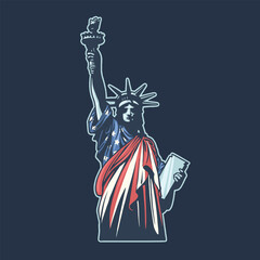 american flag liberty statue mascot illustration