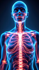 VNS - Vagus Nerve Stimulation visualized with MRI or medical imaging technique.