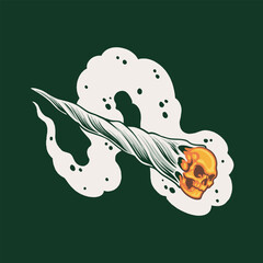 smoking ganja skull vector illustration