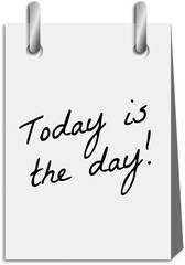 Desk calendar for today, in shades of gray and black, with metallic rings.