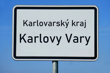 Ortsschild Karlovarský kraj Karlovy Vary