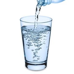 Pouring Fresh Water into Glass, Bubbles, Hydration