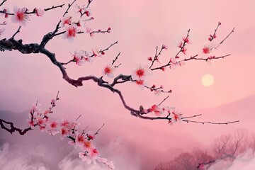 Peach blossoms,  symbolising prosperity and good fortune   