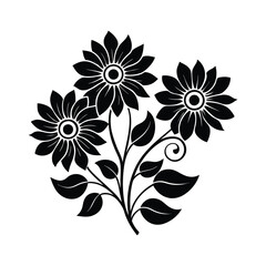ornamental flowers design elements vector silhouette illustration