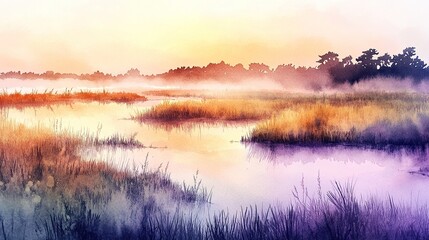 Fototapeta premium A mystical watercolor winter forest scene with snow-covered pine trees and delicate painted textures of icy branches