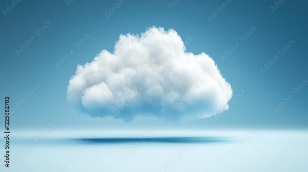 Poster cloud computing conceptual image with a soft white cloud on a blue background illustrating online da