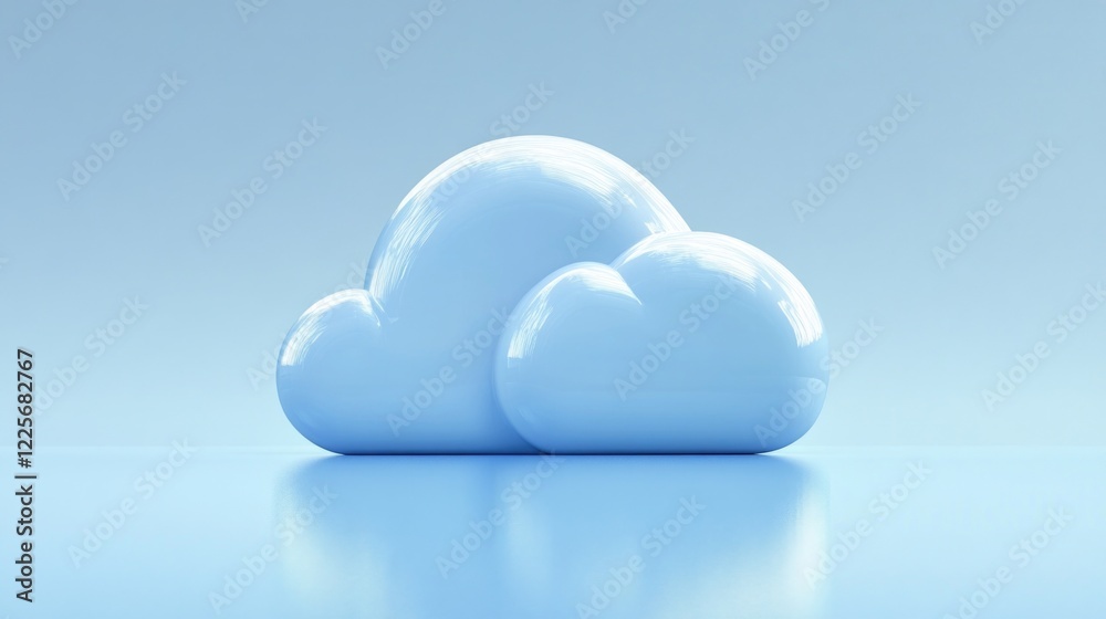 Poster modern cloud computing concept with stylized 3d clouds symbolizing online data storage and network s