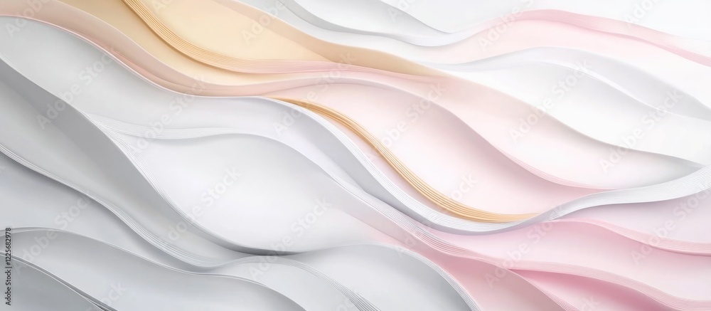 Poster elegant abstract background with wavy layers in soft pink gray and gold gradient featuring blank spa