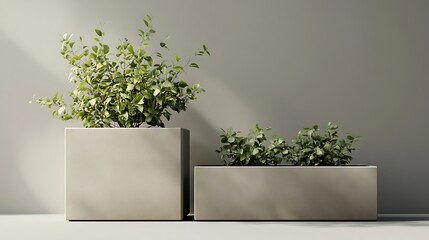 A minimalist rectangular pot with clean edges and neutral tones