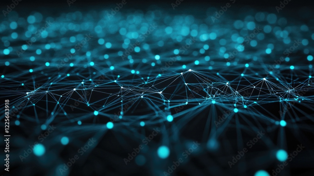 Poster digital network connections symbolizing artificial intelligence driving economic growth and innovati