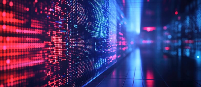 Evening TV News Studio Background with Vibrant Lighting and Empty Space for Text in 16x9 Format