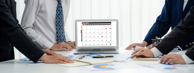 Calendar on computer software application for brisk schedule planning for personal organizer and...