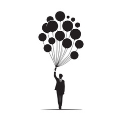People holding balloons silhouette vector illustration
