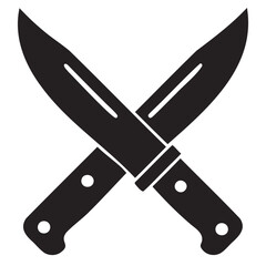 knife icon, sharp blade, black silhouette, simple design, minimalist, kitchen utensil, cutting tool on transparent background