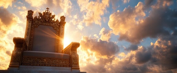 Golden throne sunset clouds heaven power