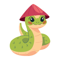 Green Snake with Red Chinese Hat