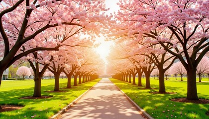 Naklejka premium Neat garden path under sunlight, spring cleaning concept