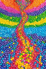 Rainbow Colored Candy Stones Cascading Downward