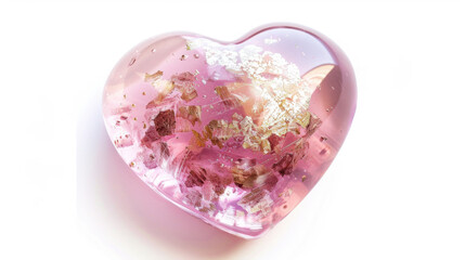 glossy pink heart shaped glass