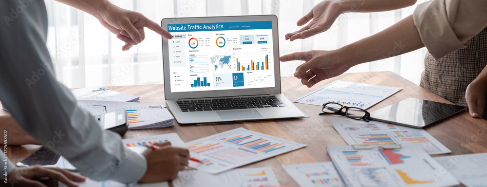 Aufkleber Computer software for website traffic analytics data on computer screen. Concept of SEO search engine optimization and customer targeting for online business brisk
