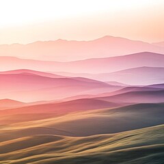 Obraz premium Dreamy Pastel Hills Landscape Sunrise Scenery