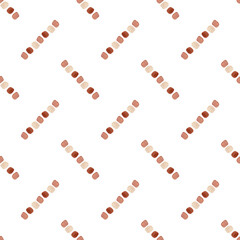 Watercolor brown spots. Coffee tones palette. Dotted line. Seamless diagonal abstract pattern. Watercolor illustration for your design