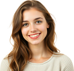 Fototapeta premium Happy young German woman isolated on transparent background