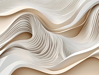 Obraz premium Abstract Beige and White Wave Layers 3D Render