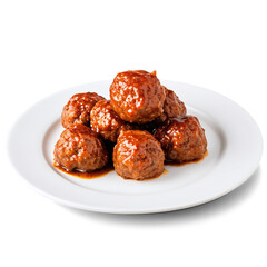 sweditsh meatballs on a plate isolated on transparent background