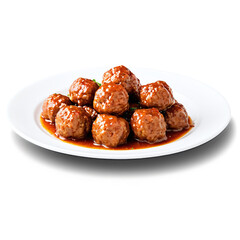 sweditsh meatballs on a plate isolated on transparent background