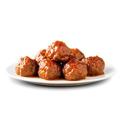 sweditsh meatballs on a plate isolated on transparent background