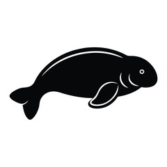 Manatee Icon Silhouette Vector Graceful Aquatic Mammal Illustrations for Creative Projects